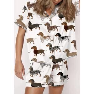 Sheshow Dapple Dachshund Dog Pajama Set For Women Size XL